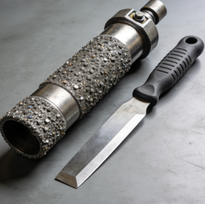 What are the functional differences between a grinding shoe and a scraper?